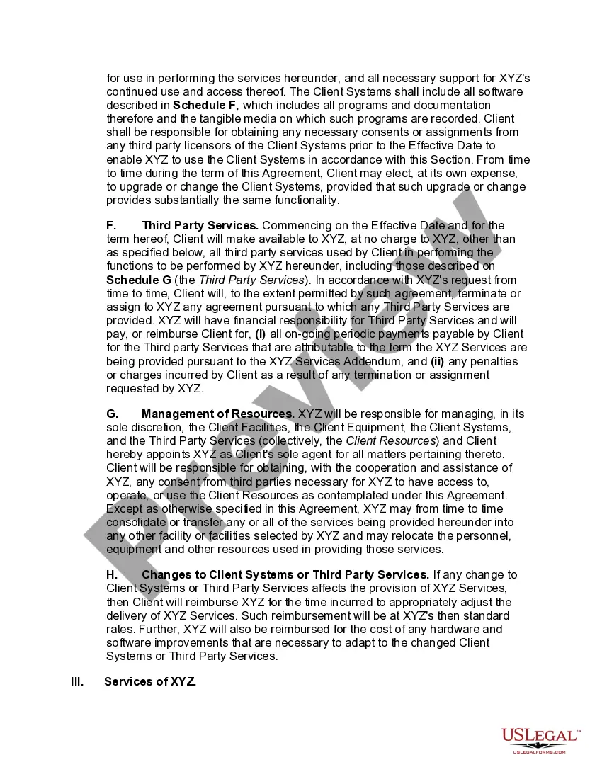 Preview Comprehensive Outsourcing Agreement