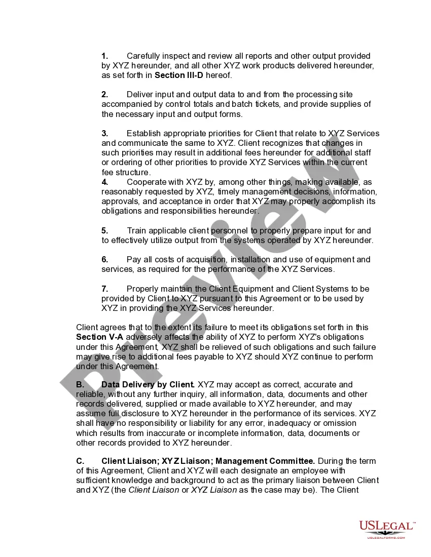 Preview Comprehensive Outsourcing Agreement