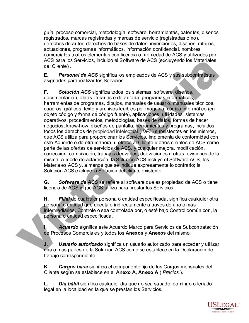 Preview Contrato Marco de Servicios de Outsourcing de Procesos de Negocio