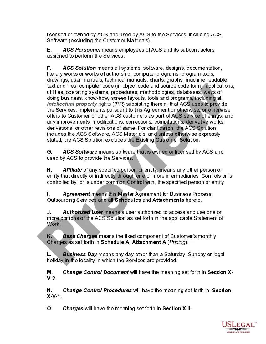 Get Master Agreement for Business Process Outsourcing Services Preview Master Agreement for Business Process Outsourcing Services