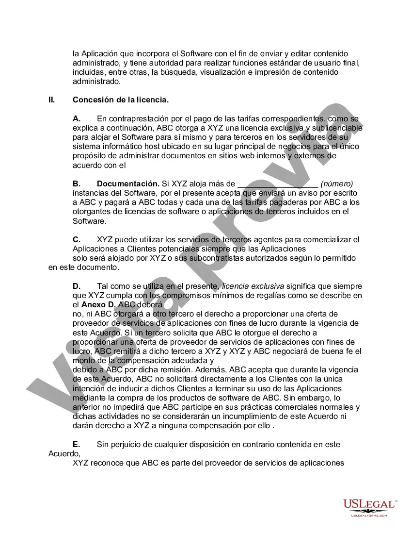 Preview Acuerdo de licencia de software del proveedor de servicios de aplicaciones