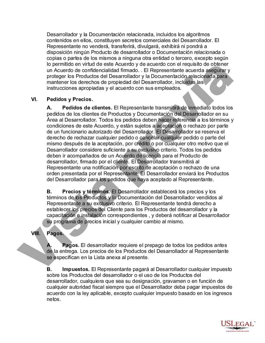 Preview Acuerdo de Representante de Ventas para Desarrollador de Software