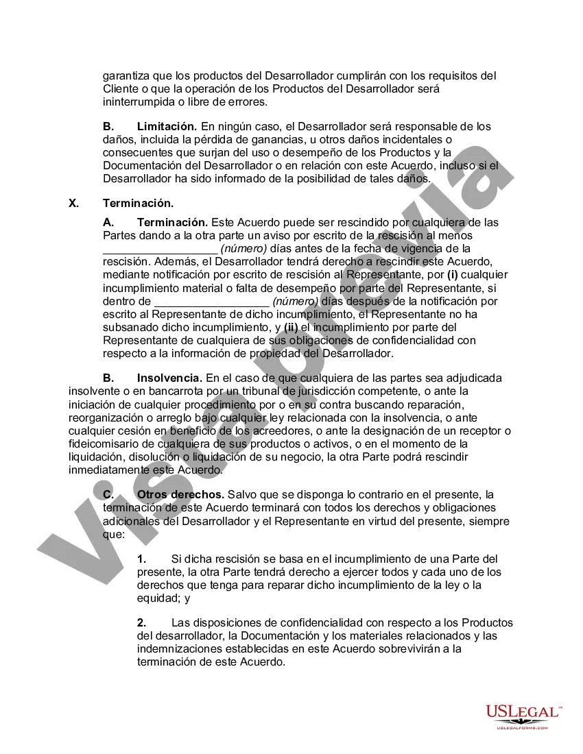 Preview Acuerdo de Representante de Ventas para Desarrollador de Software