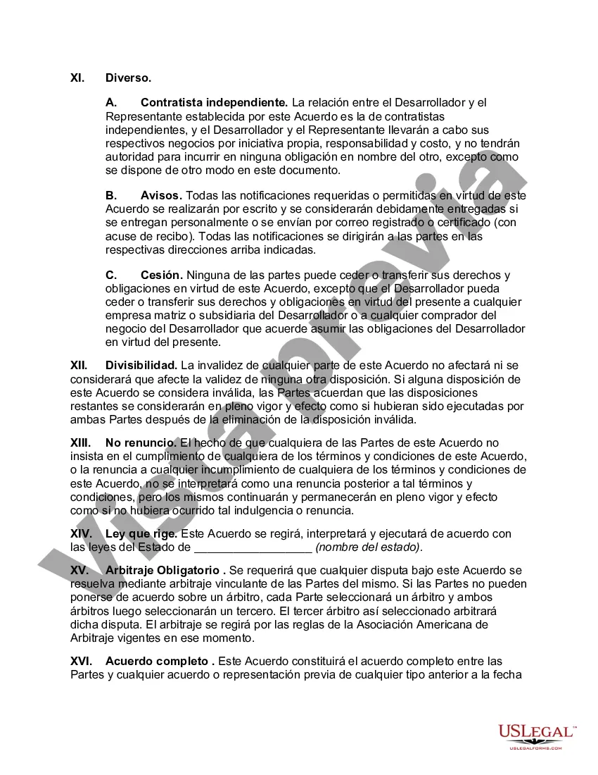 Preview Acuerdo de Representante de Ventas para Desarrollador de Software