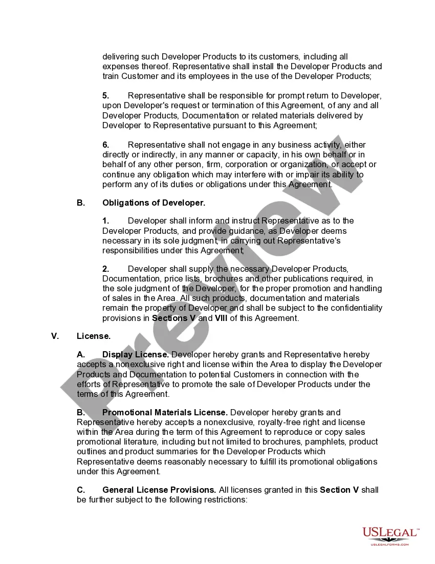 Get Sales Representative Agreement for Software Developer Preview Sales Representative Agreement for Software Developer