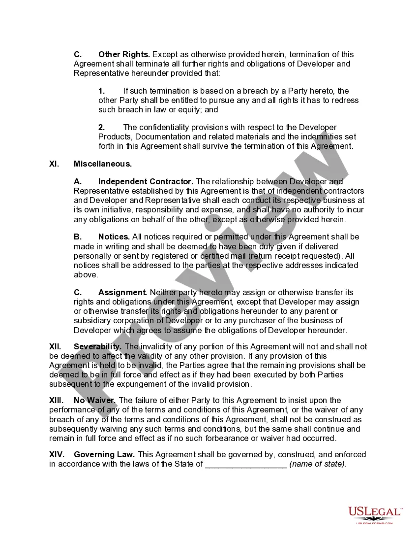 Get Sales Representative Agreement for Software Developer Preview Sales Representative Agreement for Software Developer