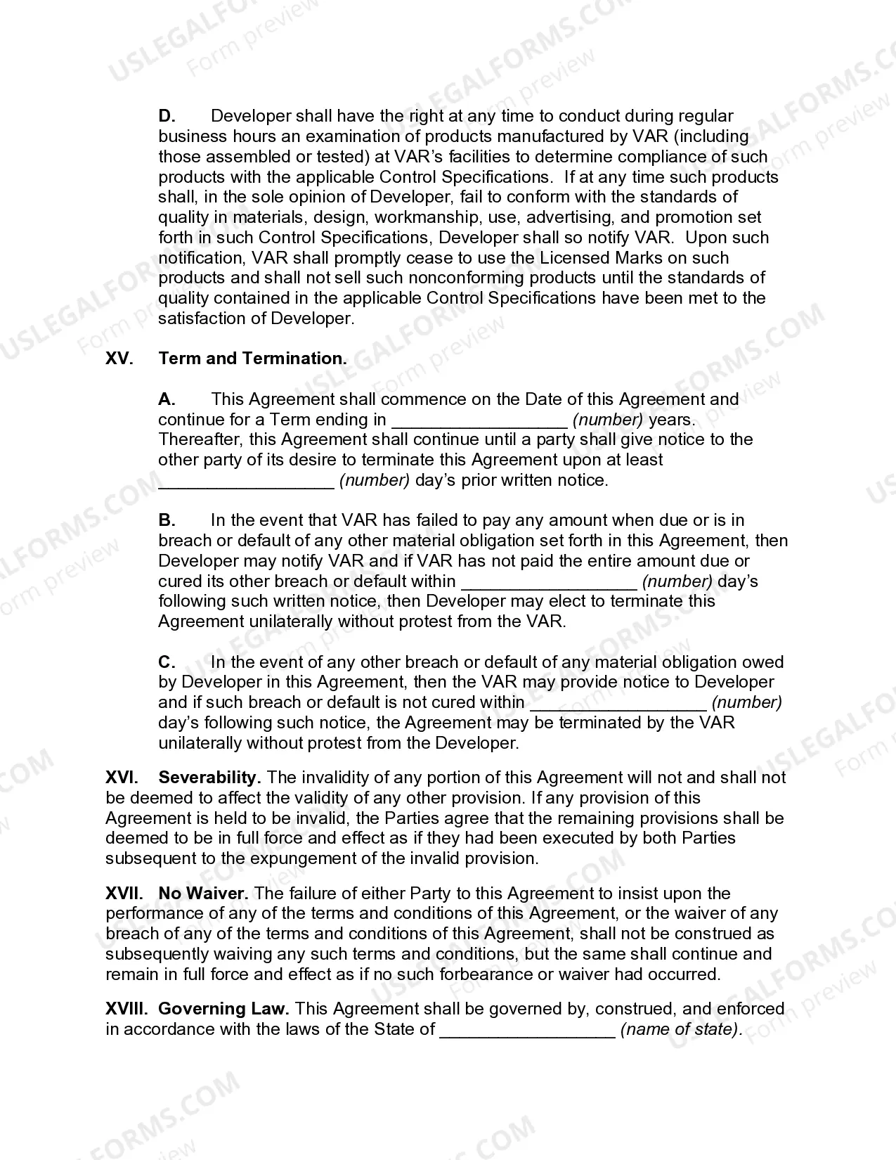 Preview Value Added Reseller Agreement