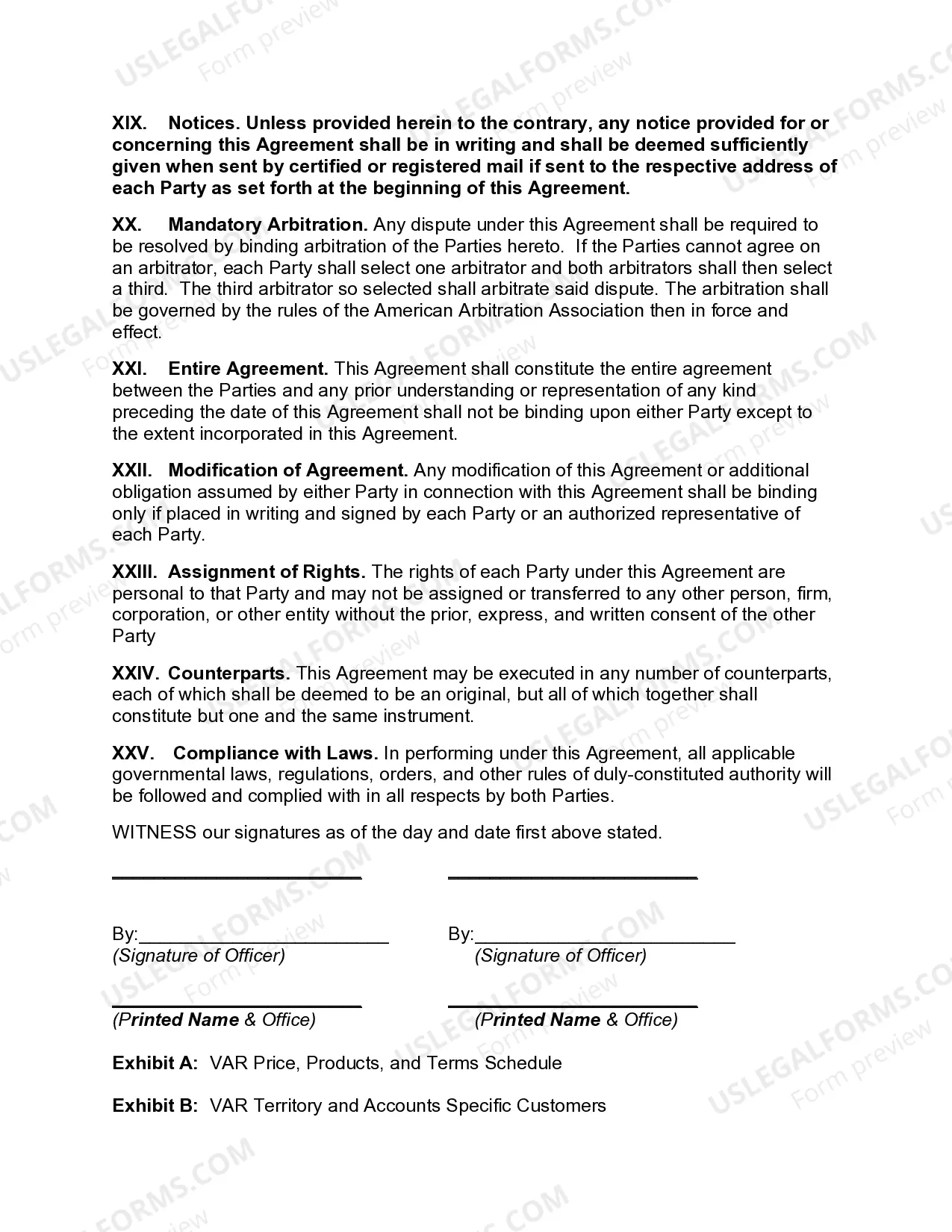 Preview Value Added Reseller Agreement