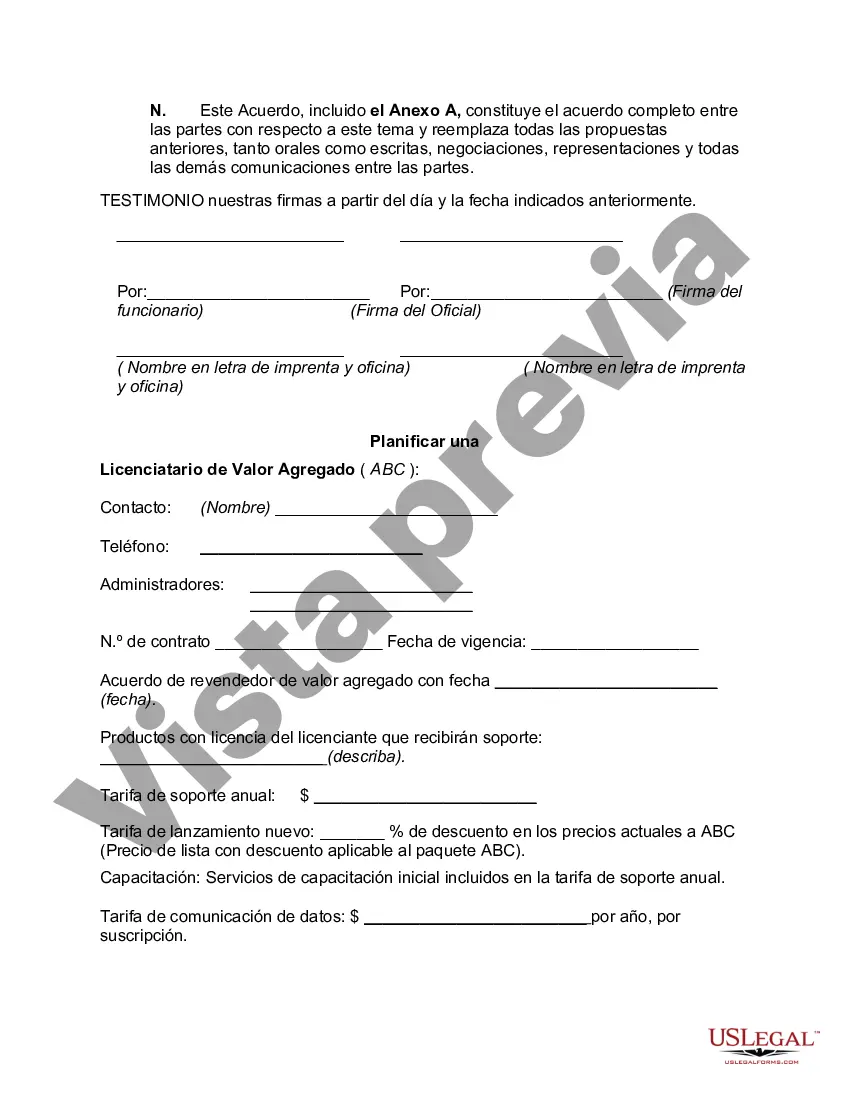Preview Acuerdo de soporte de revendedor de valor agregado