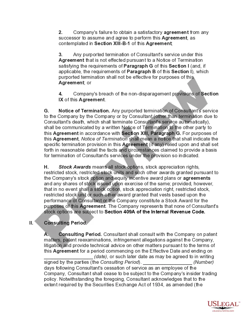 Preview Consulting Agreement with Retiring Chief Technical officer with Unique Technical Knowledge of Technology and Intellectual Property of Corporation