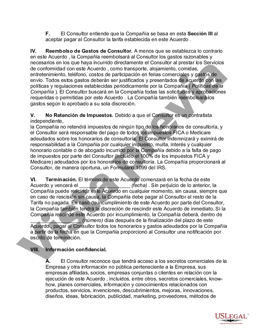 Preview Acuerdo de Consultoría con Contratista Independiente-- Compañía con Derecho al Producto del Trabajo, Desarrollos, Mejoras e Invenciones del Consultor