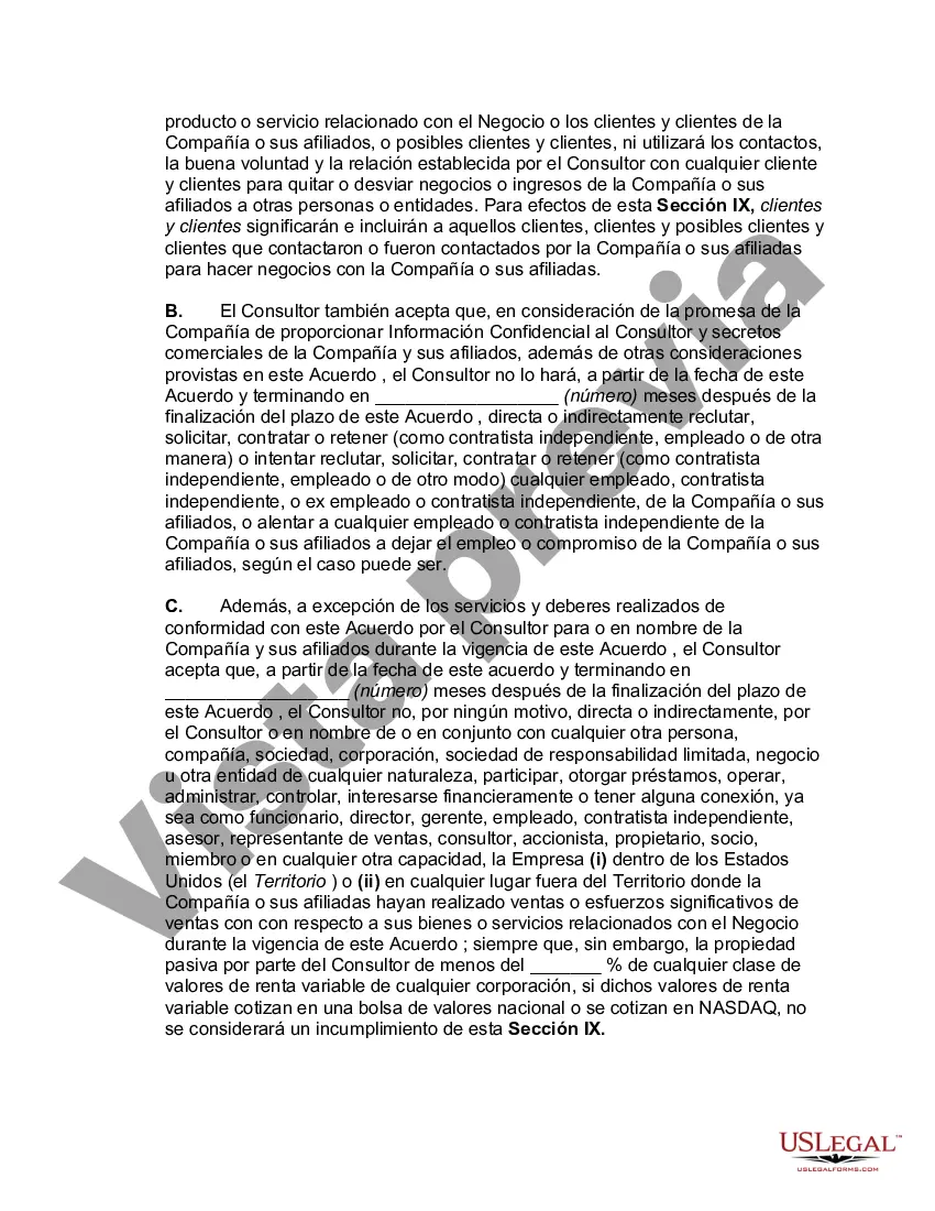Preview Acuerdo de Consultoría con Contratista Independiente-- Compañía con Derecho al Producto del Trabajo, Desarrollos, Mejoras e Invenciones del Consultor