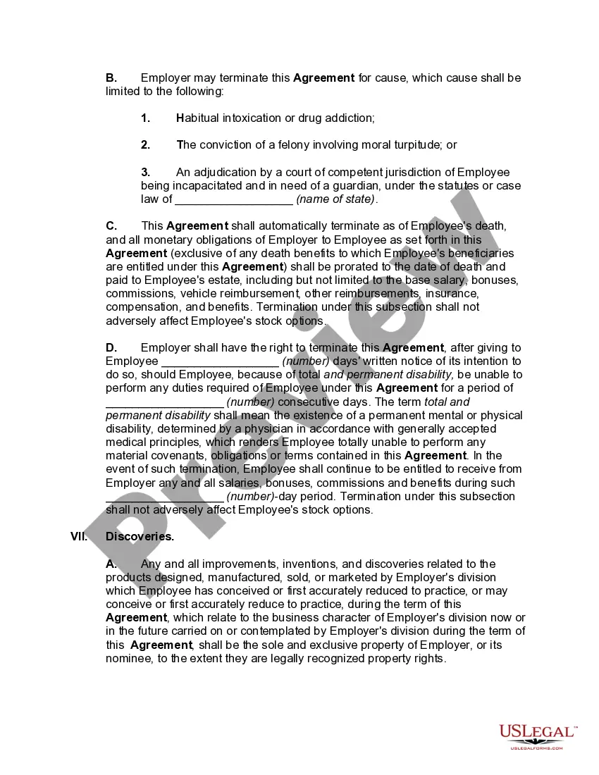 Preview Employment of Executive with Stock Options and Rights in Discoveries