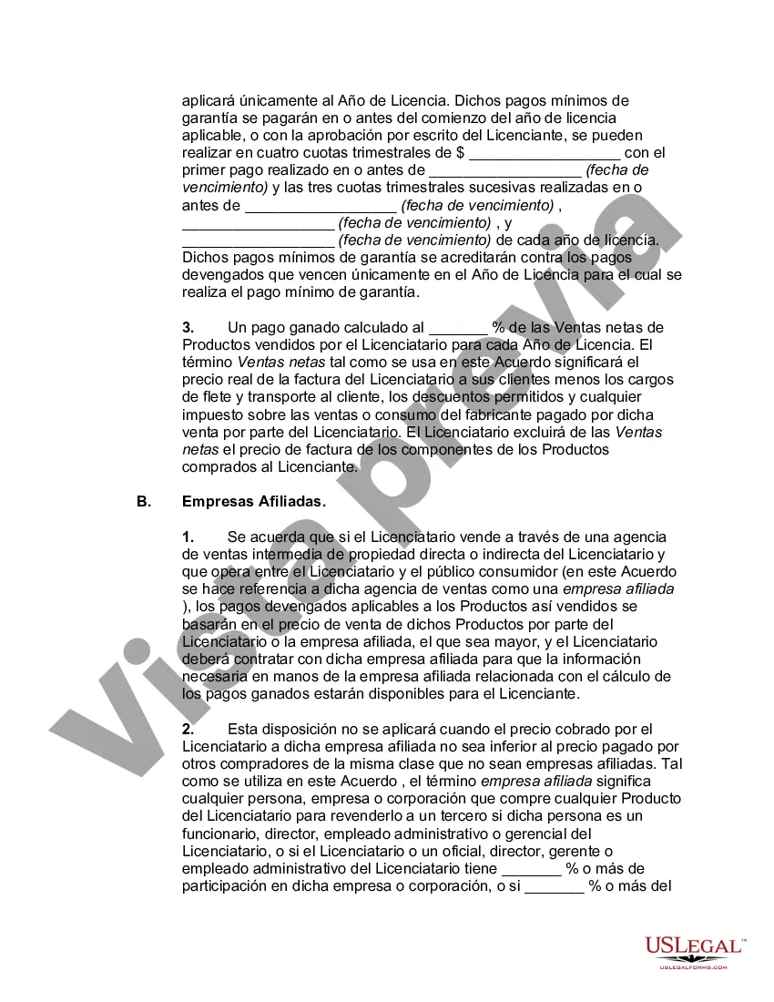 Preview Acuerdo de Licencia para Fabricación y Venta de Productos en País Extranjero