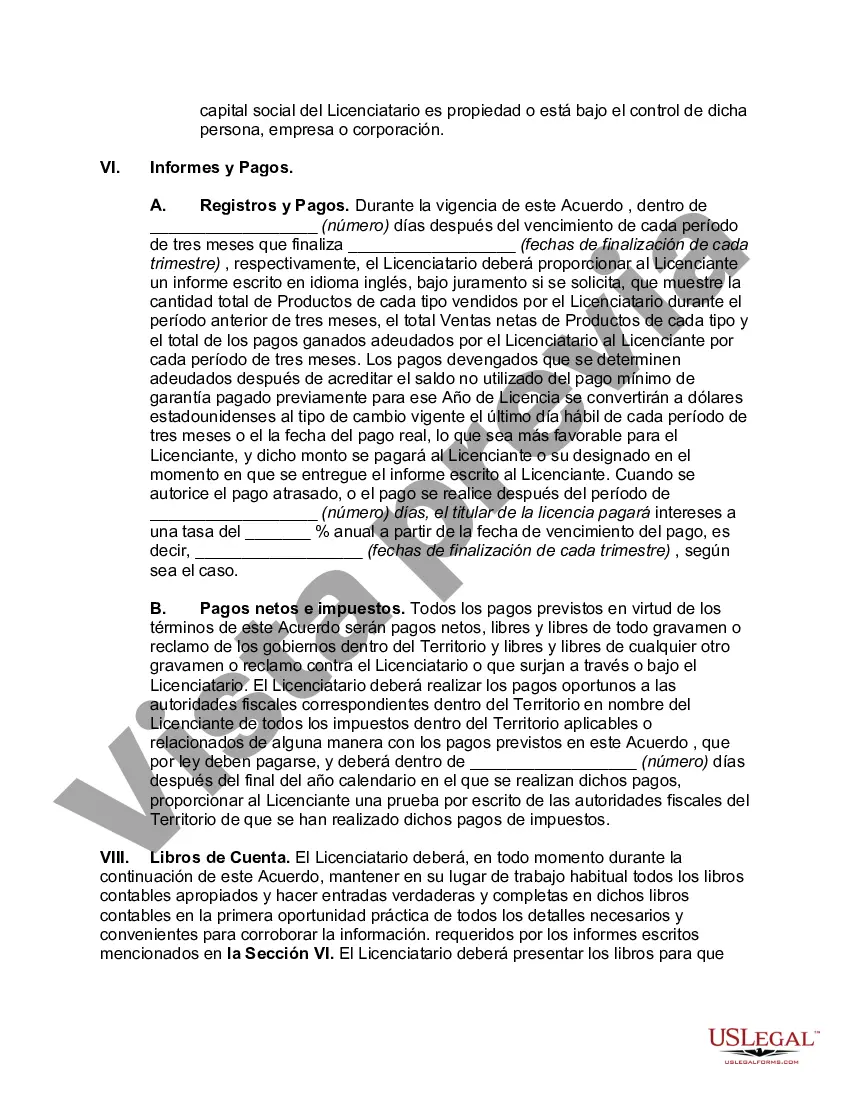 Preview Acuerdo de Licencia para Fabricación y Venta de Productos en País Extranjero