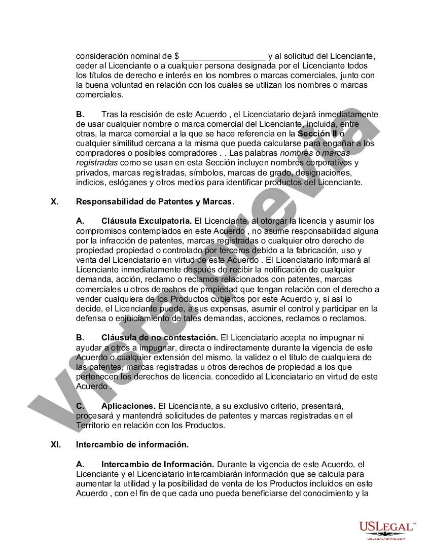 Preview Acuerdo de Licencia para Fabricación y Venta de Productos en País Extranjero