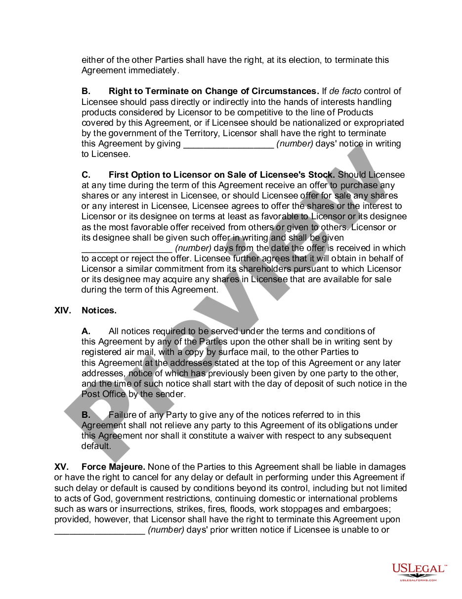 page 9 License Agreement for Manufacture and Sale of Products in Foreign Country preview