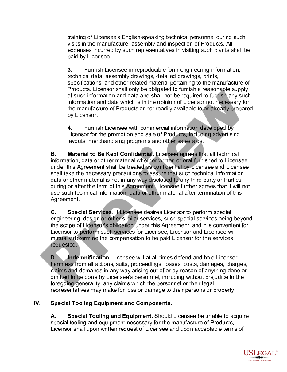 page 3 License Agreement for Manufacture and Sale of Products in Foreign Country preview