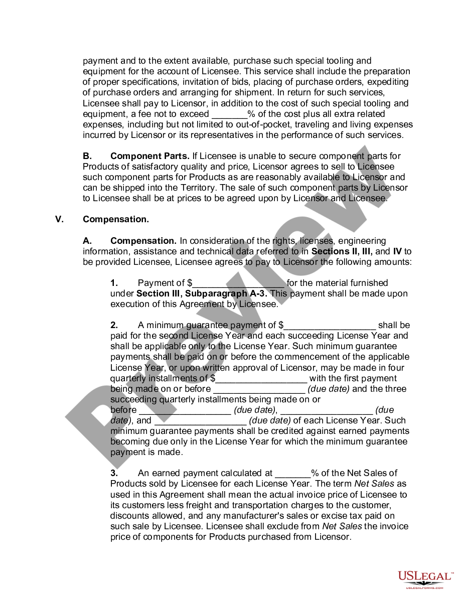 page 4 License Agreement for Manufacture and Sale of Products in Foreign Country preview