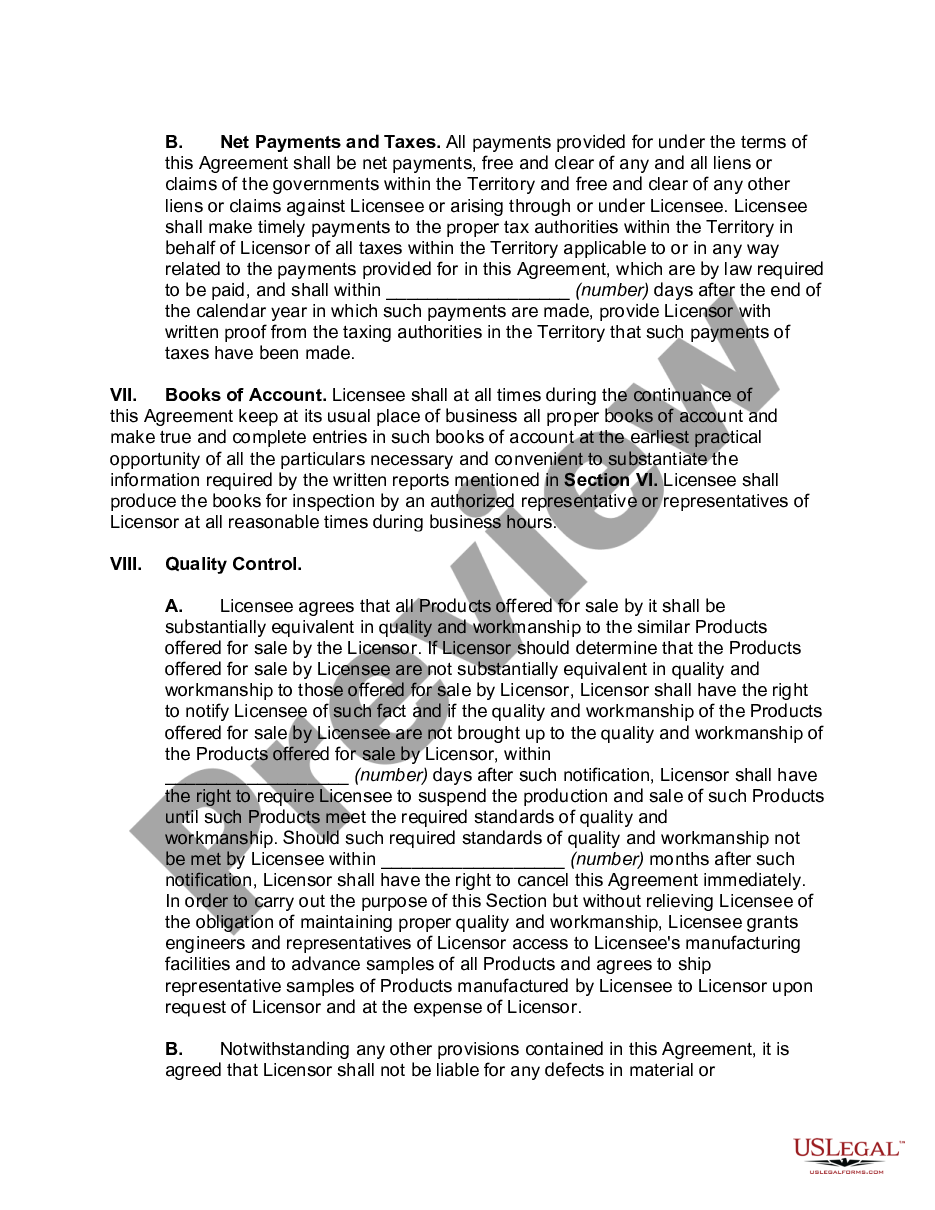 page 6 License Agreement for Manufacture and Sale of Products in Foreign Country preview