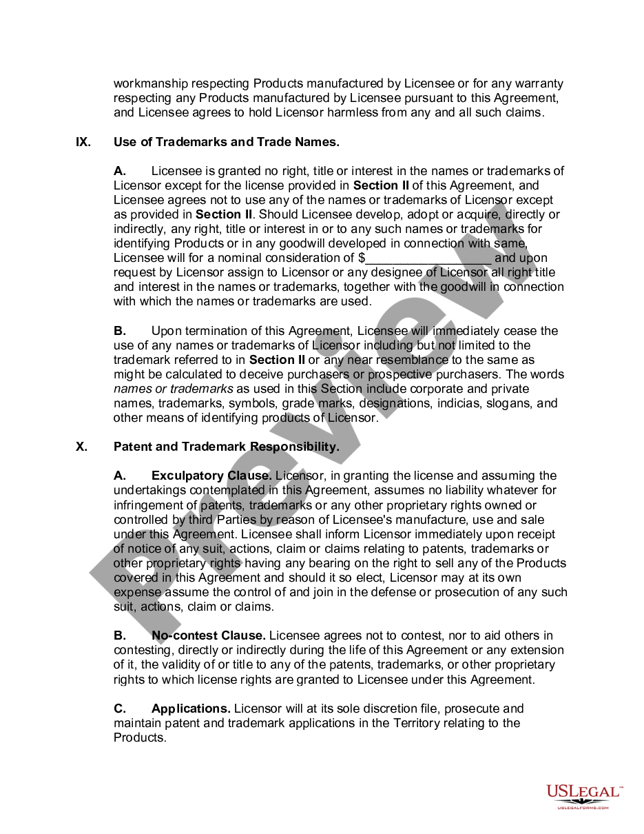 page 7 License Agreement for Manufacture and Sale of Products in Foreign Country preview