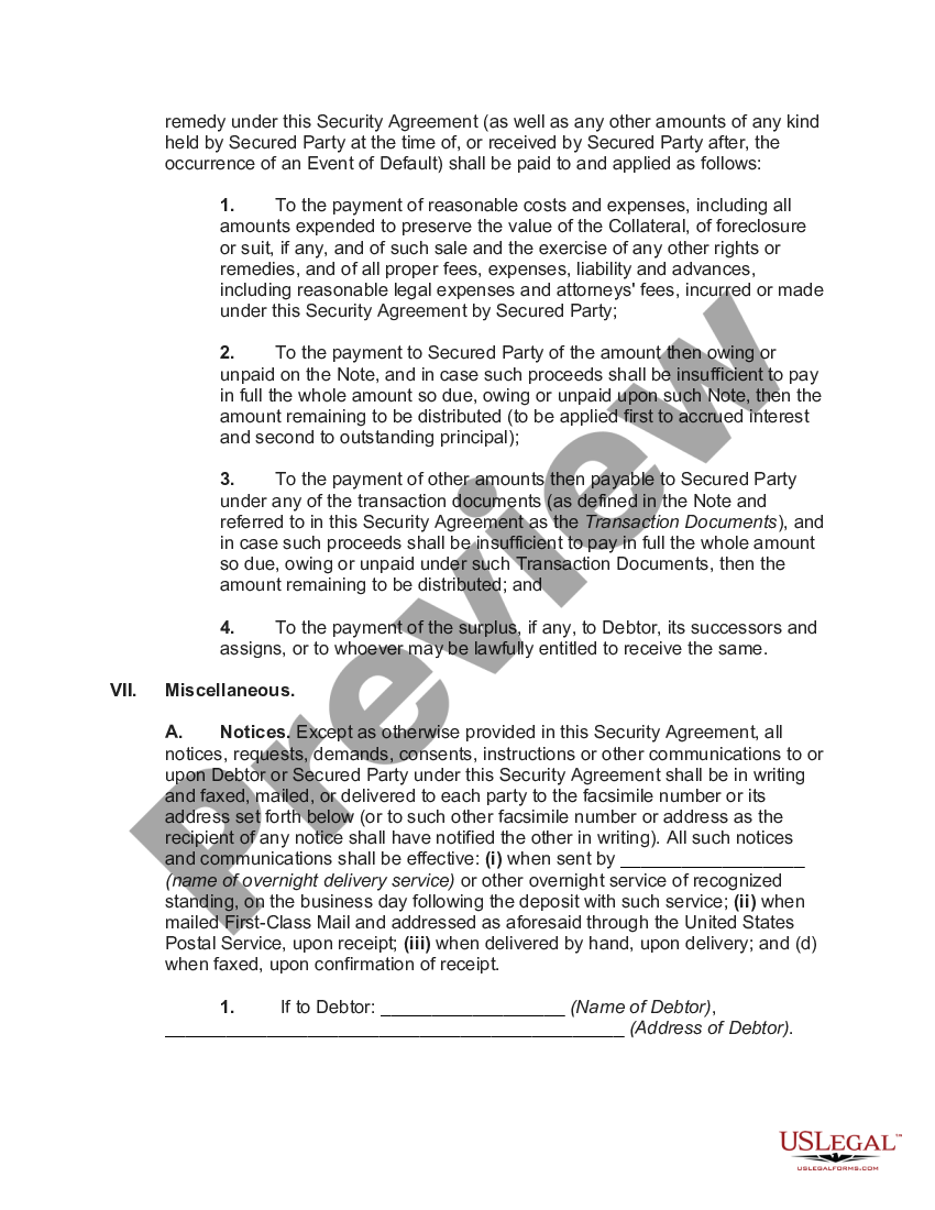 Security Agreement Covering Goods, Equipment, Inventory, Etc. | US ...