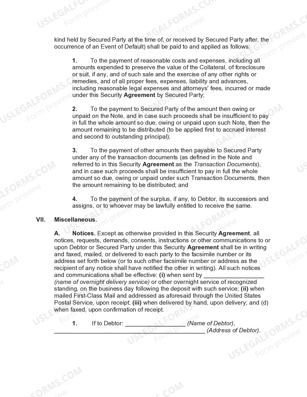 Preview Security Agreement Covering Goods, Equipment, Inventory, Etc.