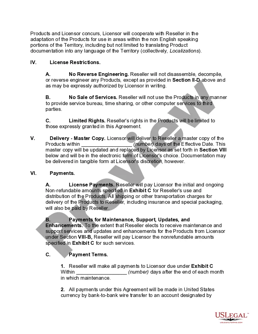 Get Nonexclusive International Software Value Added Reseller Agreement Preview Nonexclusive International Software Value Added Reseller Agreement
