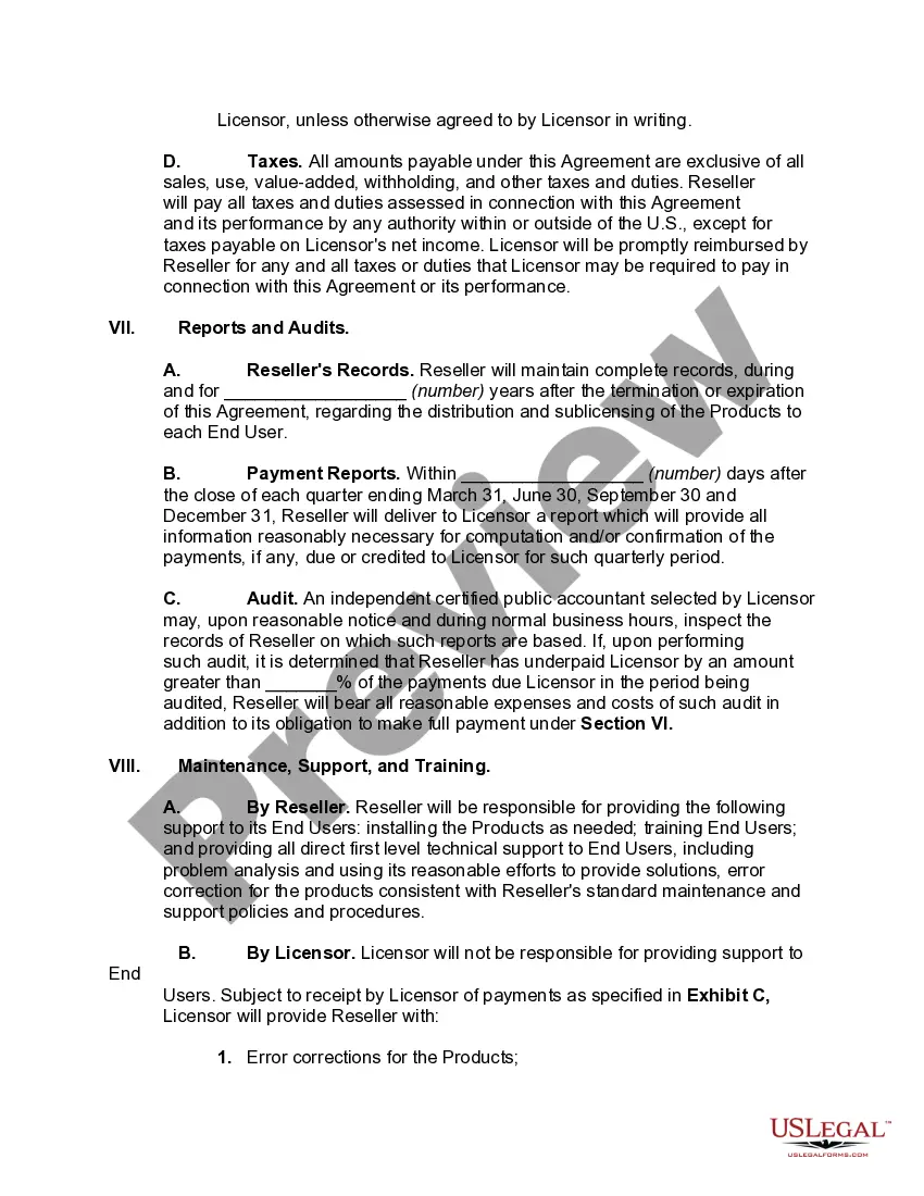 Get Nonexclusive International Software Value Added Reseller Agreement Preview Nonexclusive International Software Value Added Reseller Agreement