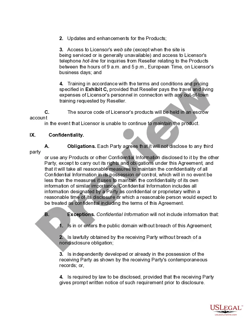 Get Nonexclusive International Software Value Added Reseller Agreement Preview Nonexclusive International Software Value Added Reseller Agreement