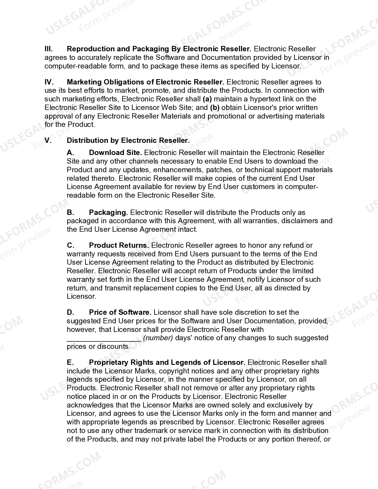 Preview Electronic Software Reseller Agreement