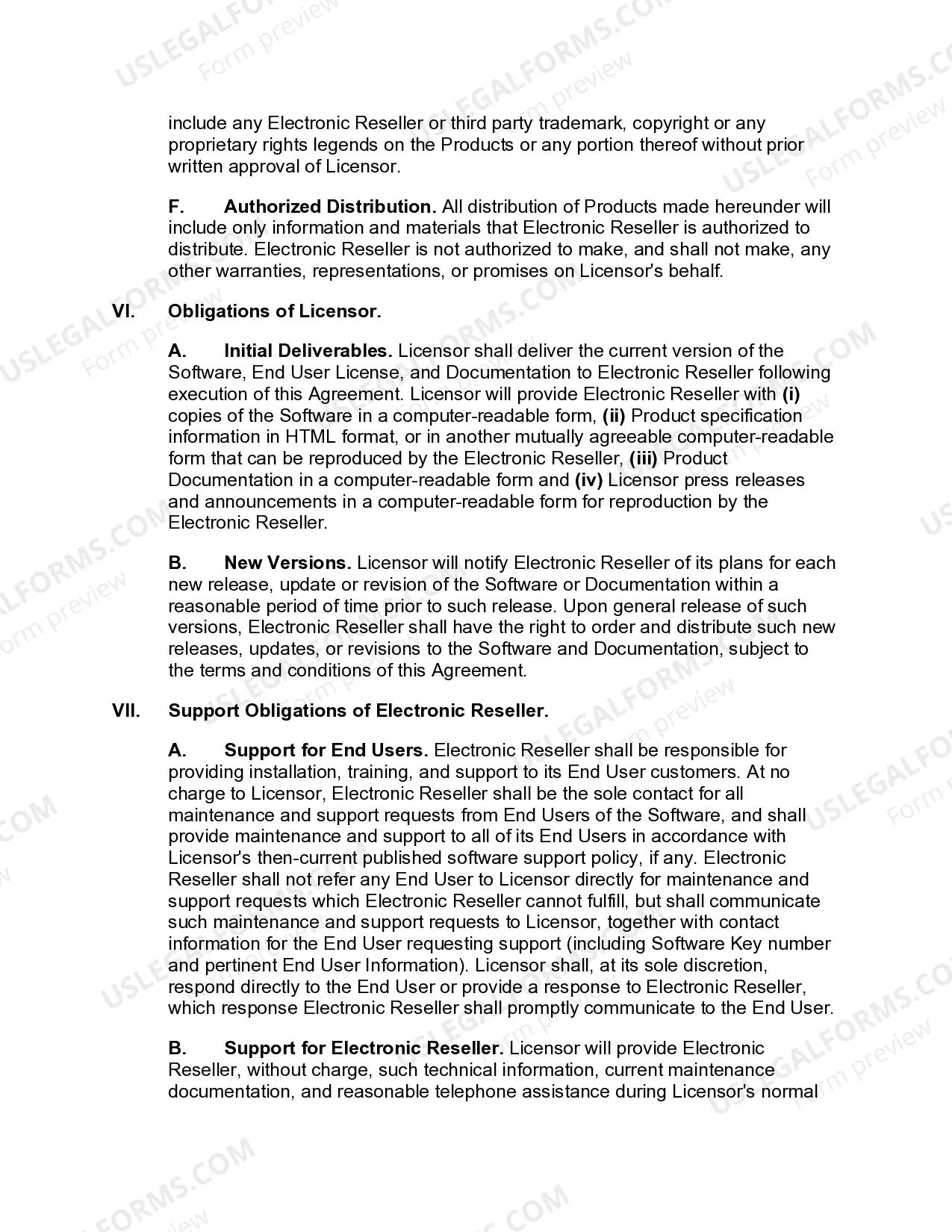 Preview Electronic Software Reseller Agreement