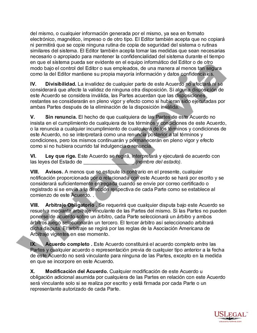 Preview Acuerdo de confidencialidad entre el autor del software y el editor del software