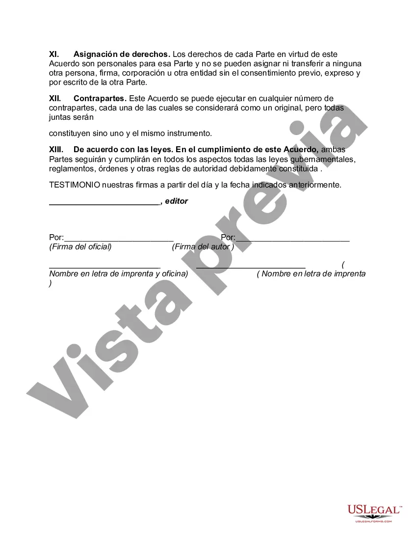 Preview Acuerdo de confidencialidad entre el autor del software y el editor del software
