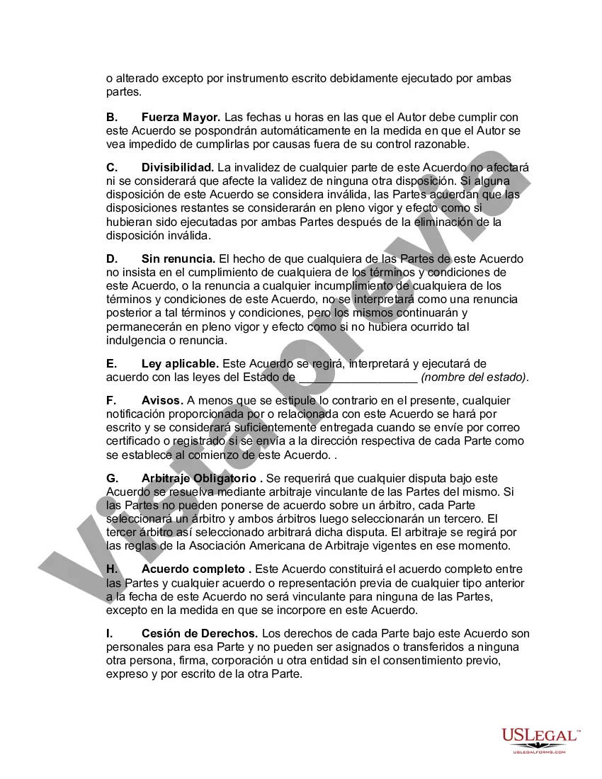 Preview Acuerdo de licencia y regalías de software orientado al autor con respecto a un programa informático para su uso en una computadora personal