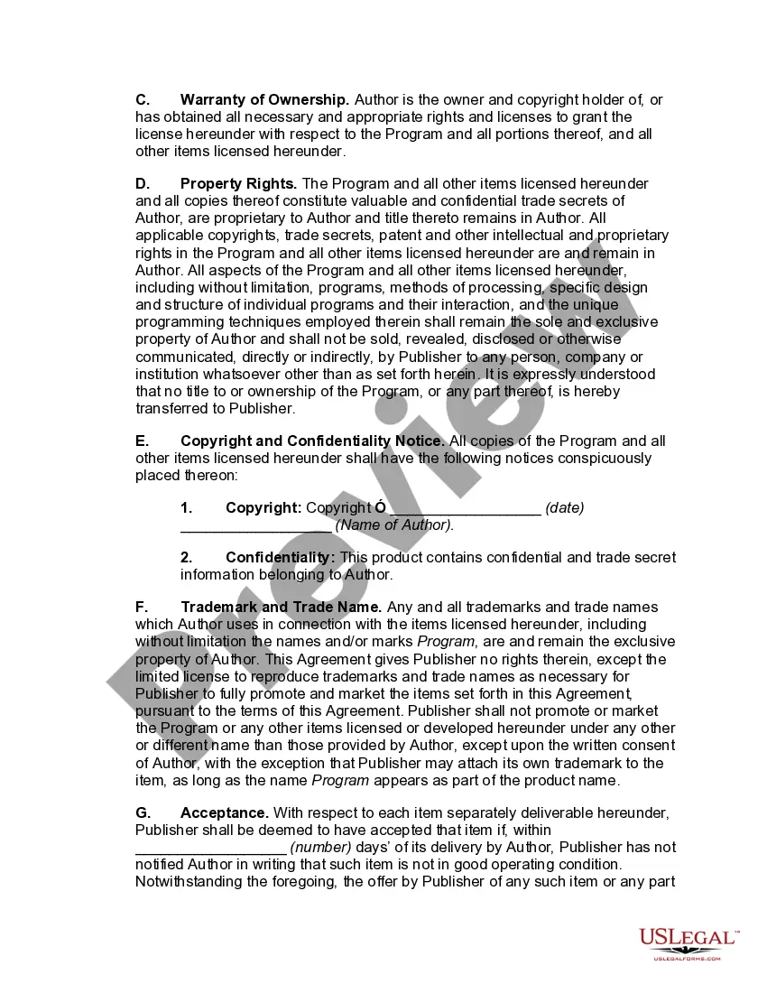 Get Author Oriented Software Royalty and License Agreement Regarding a Computer Program for use on Personal Computer Preview Author Oriented Software Royalty and License Agreement Regarding a Computer Program for use on Personal Computer