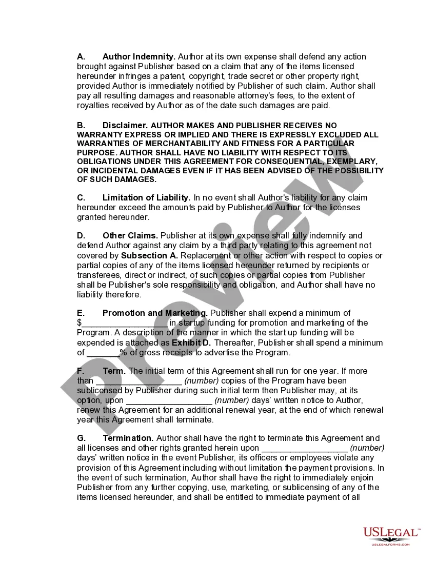 Get Author Oriented Software Royalty and License Agreement Regarding a Computer Program for use on Personal Computer Preview Author Oriented Software Royalty and License Agreement Regarding a Computer Program for use on Personal Computer