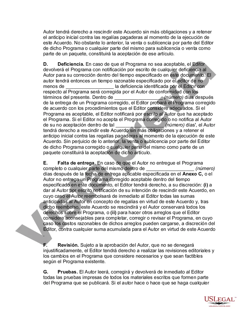 Preview Acuerdo de Licencia y Regalías de Software Orientado al Editor
