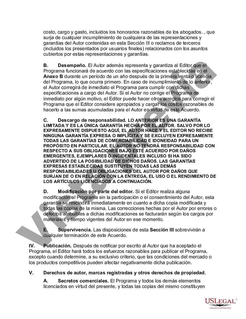 Preview Acuerdo de Licencia y Regalías de Software Orientado al Editor