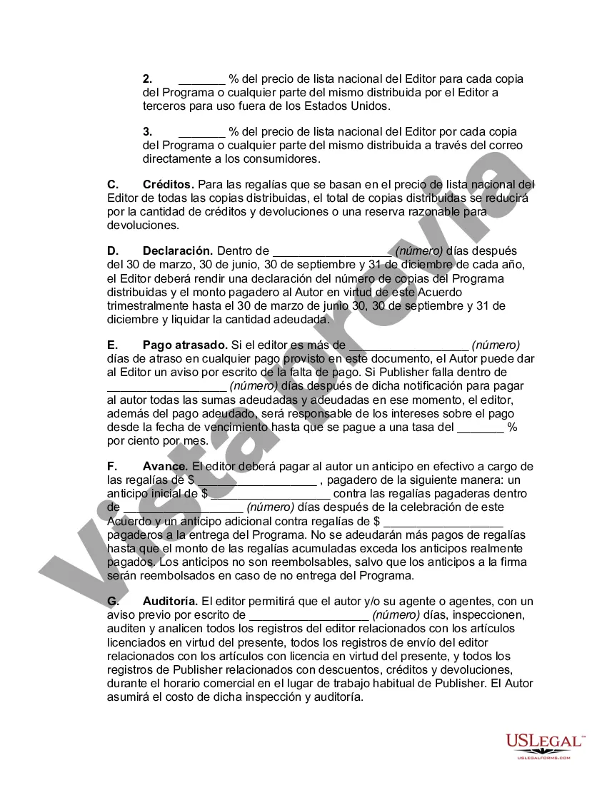 Preview Acuerdo de Licencia y Regalías de Software Orientado al Editor
