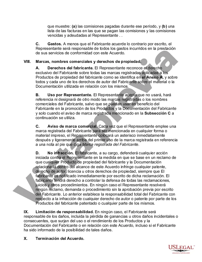 Preview Acuerdo de Representante de Ventas con el Fabricante y Desarrollador de Ciertos Productos de Hardware y Software Informático