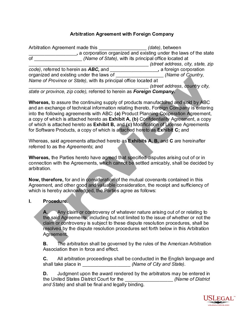 Arbitration Agreement with Foreign Company - Arbitration With | US ...