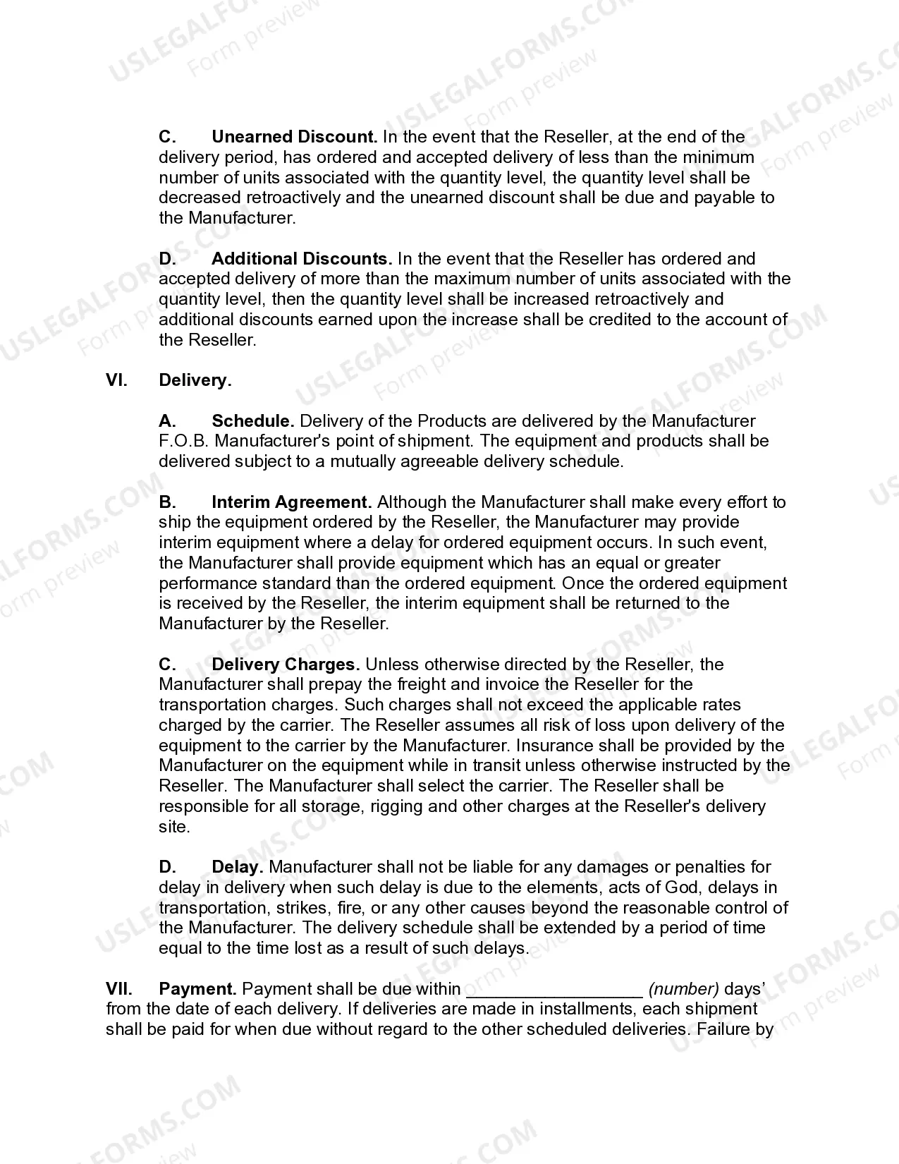 Preview Manufacturer Reseller Agreement for Equipment, Software Products, and Maintenance
