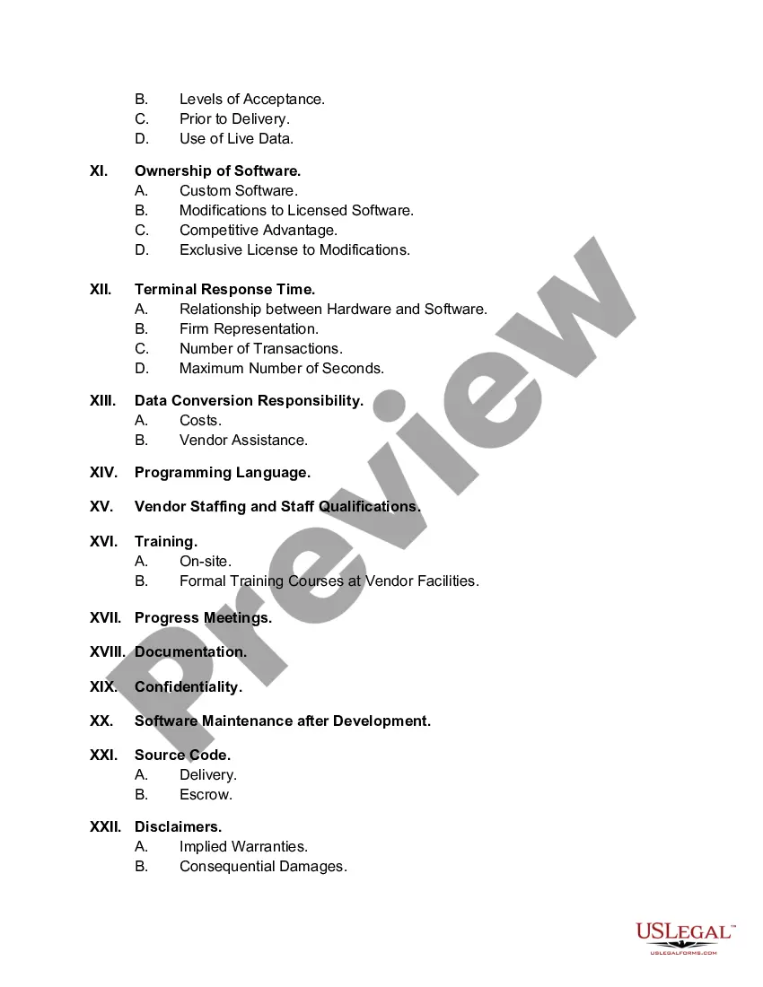 Preview Checklist for Custom Software Development Contract