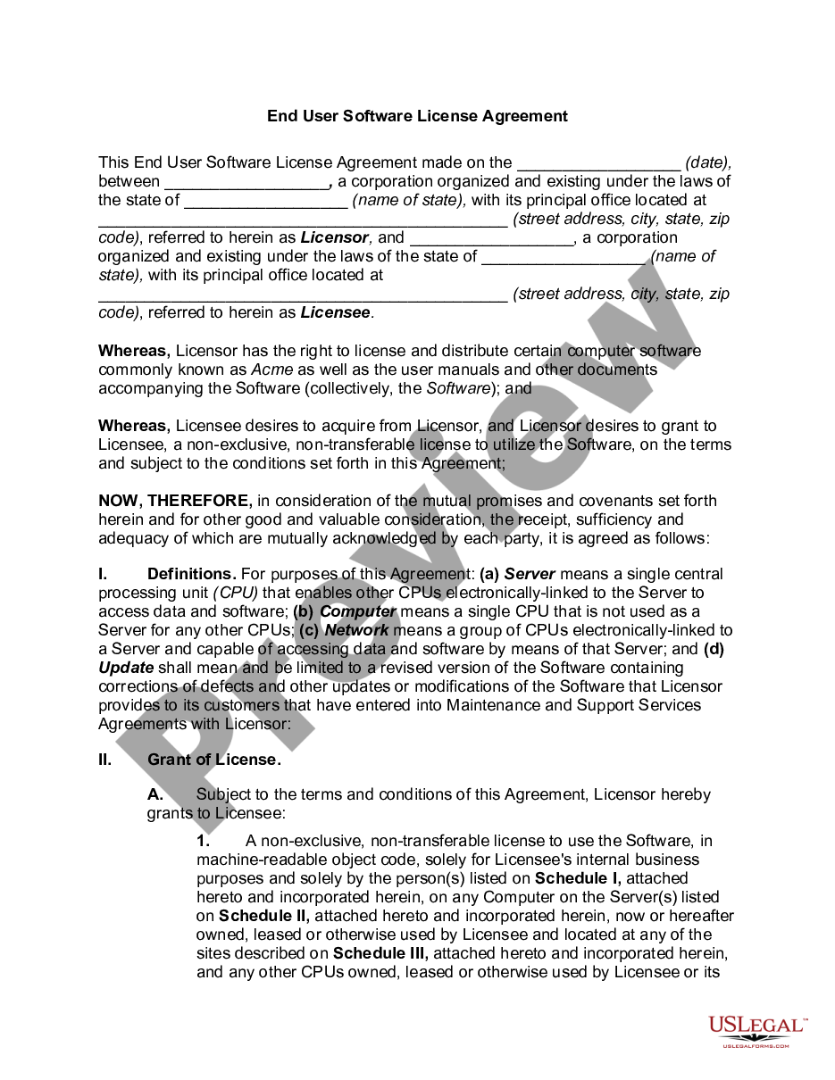 End User Agreement Template US Legal Forms