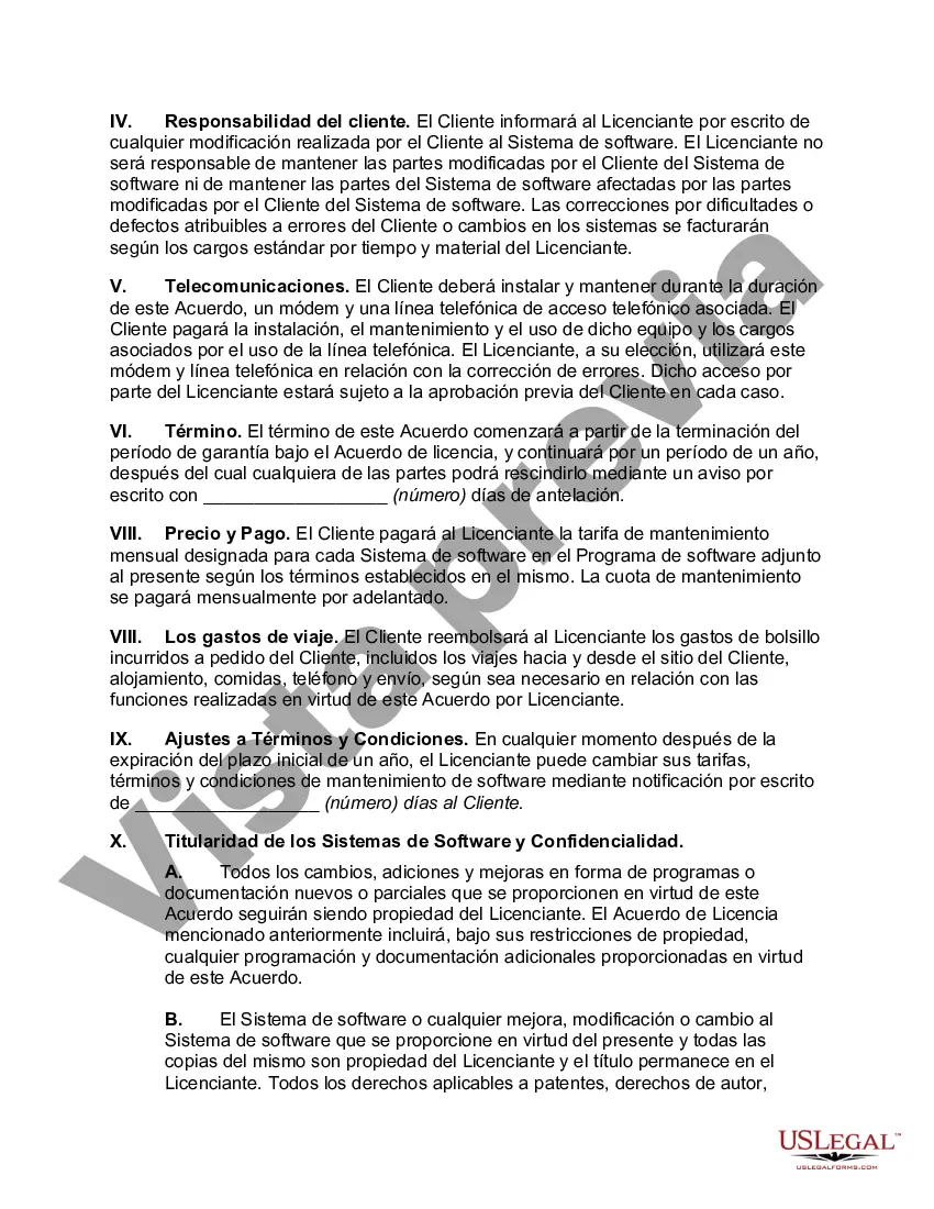 Preview Acuerdo de mantenimiento de software