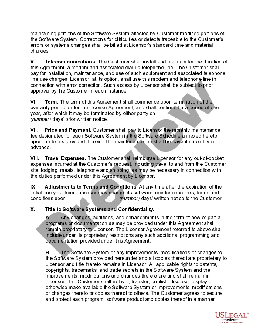 Get Software Maintenance Agreement Preview Software Maintenance Agreement
