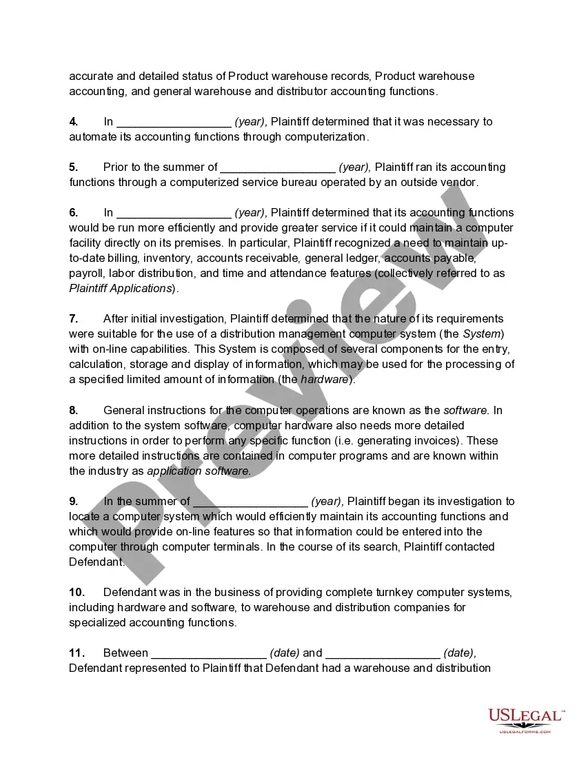 Get Complaint against Vendor of Computer System by Purchaser for Fraud and Misrepresentation, Breach of Contract, Breach of Implied Warranty of Merchantability, Breach of Implied Warranty of Fitness Preview Complaint against Vendor of Computer System by Purchaser for Fraud and Misrepresentation, Breach of Contract, Breach of Implied Warranty of Merchantability, Breach of Implied Warranty of Fitness