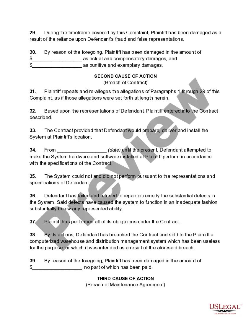 Get Complaint against Vendor of Computer System by Purchaser for Fraud and Misrepresentation, Breach of Contract, Breach of Implied Warranty of Merchantability, Breach of Implied Warranty of Fitness Preview Complaint against Vendor of Computer System by Purchaser for Fraud and Misrepresentation, Breach of Contract, Breach of Implied Warranty of Merchantability, Breach of Implied Warranty of Fitness