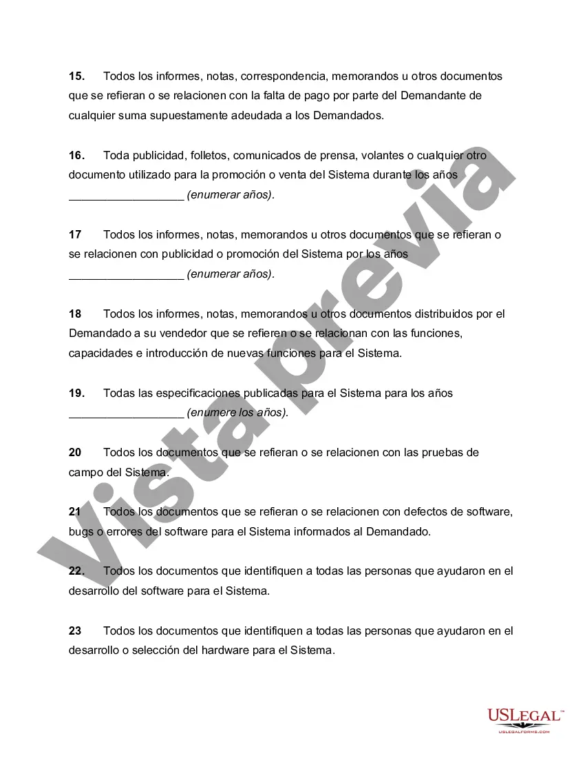 Preview Primera solicitud del demandante para la producción de documentos en un caso que involucra el sistema tecnológico